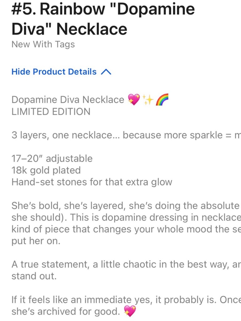 Feed Me Gems Rainbow Dopamine Diva necklace - Picture 2 of 2